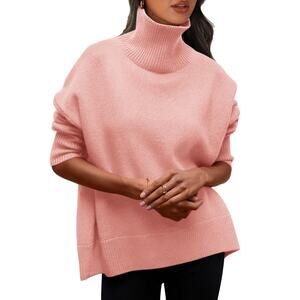 New Small Oversized, Chunky Knit, Turtleneck Casual Pullover Sweater